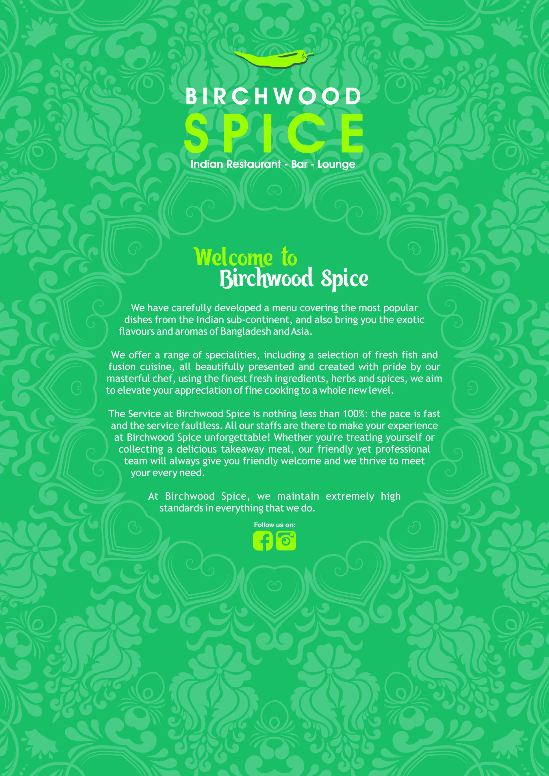 Birchwood Spice Menu