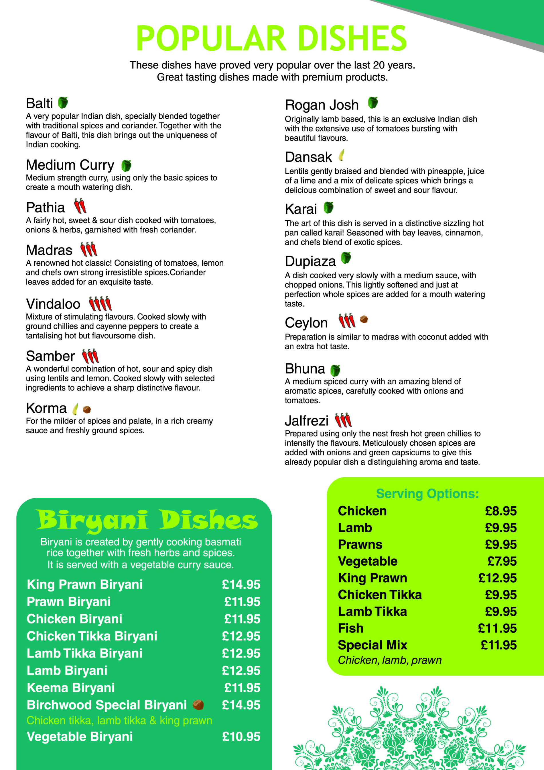 Birchwood Spice Popular Dishes